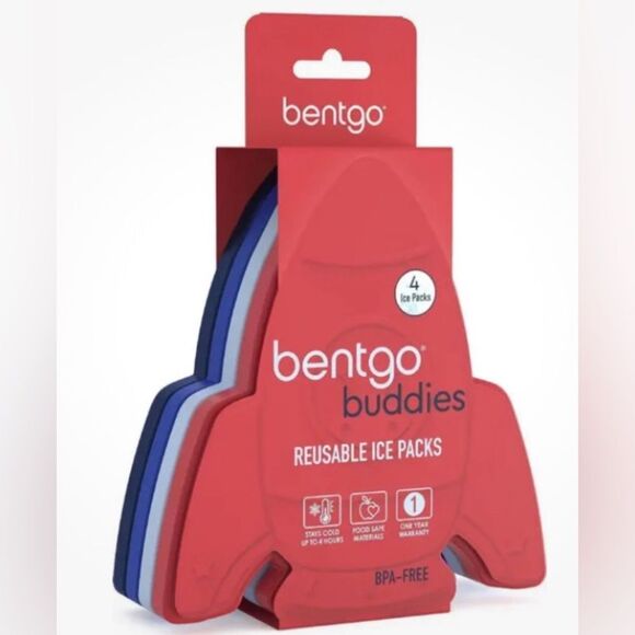 New Bentgo Kids Bundle Insulated Lunch Box Bag Crossbody Ice Packs Rockets - Picture 7 of 8
